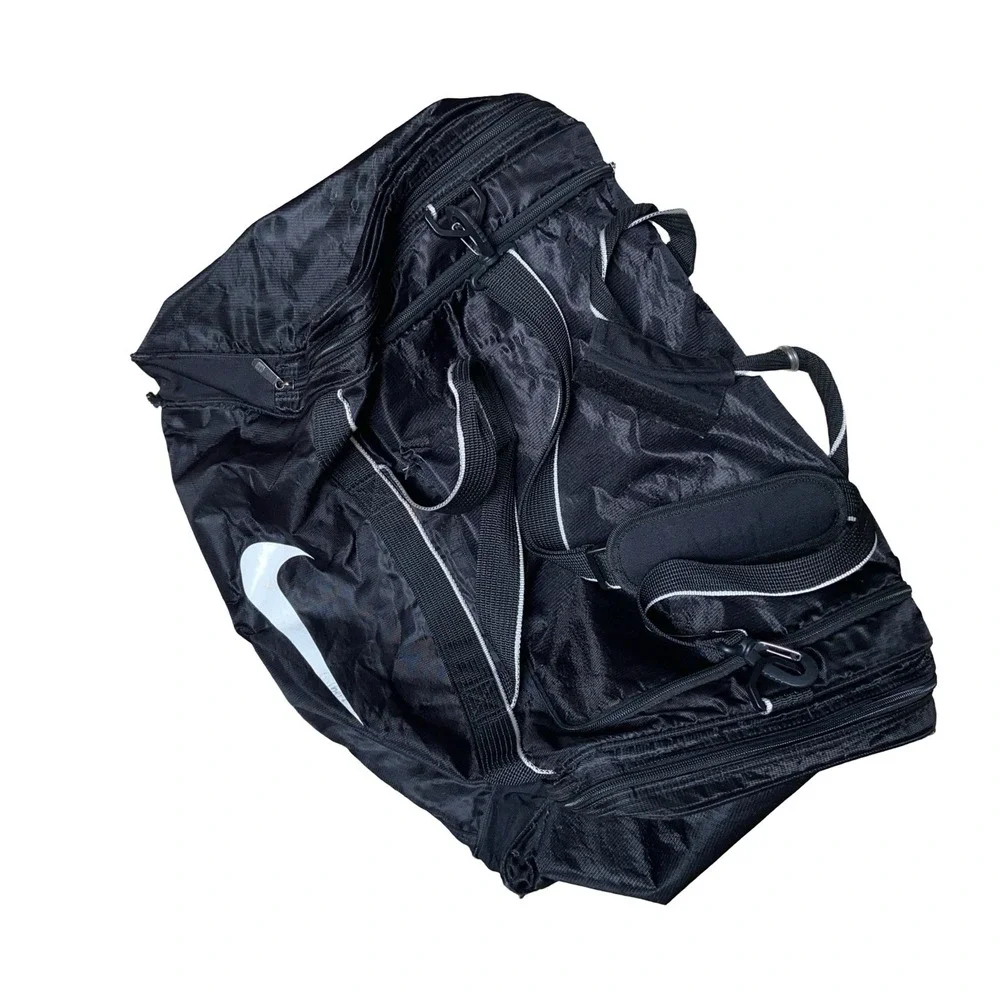 Vintage Nike Team Duffel Bag Black Gym Travel Sports Shoe Compartment Large